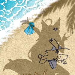 This is a pixiv picture whose title is 夏天！海滩！比基尼！海浪！椰林！树影！大螃蟹！.