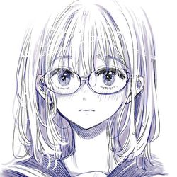 This is a pixiv picture whose title is 青っぽいらくがき4枚（眼鏡っこ多め）.