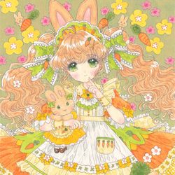 This is a pixiv picture whose title is 野うさぎとにんじん.