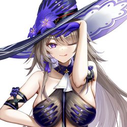 This is a pixiv picture whose title is 「~夏のマダムヘルタ~」.