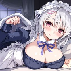 This is a pixiv picture whose title is 寝かしつけメイド.