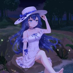This is a pixiv picture whose title is 【私人约稿】少女溪边戏水.