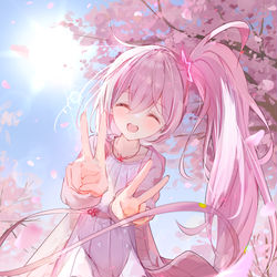This is a pixiv picture whose title is 桜雨.