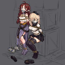 This is a pixiv picture whose title is 杜林与桃金娘的逃脱.
