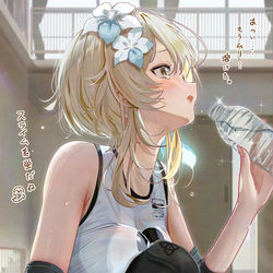 This is a pixiv picture whose title is 暑くて溶けるバレー部蛍🏐.