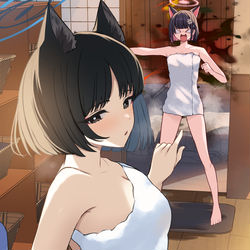 This is a pixiv picture whose title is 仕方ないから混浴してあげる♡.
