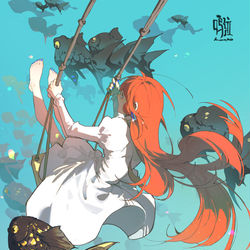 This is a pixiv picture whose title is 金鱼与梦/金魚と夢.