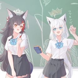 This is a pixiv picture whose title is 放課後の王国.