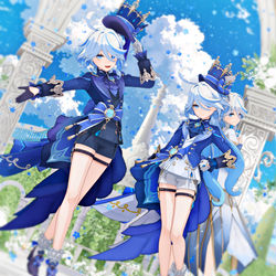 This is a pixiv picture whose title is 【原神MMD】フリーナさん、フォカロルスさん.