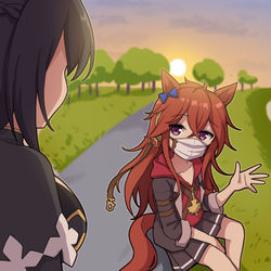 This is a pixiv picture whose title is ??:お疲れ,思ったより遅かったな.