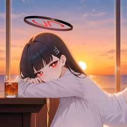 This is a pixiv picture whose title is 黄昏时分.