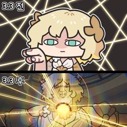 This is a pixiv picture whose title is 3.3 플레이하기 전/후의 앰포캐들.