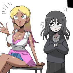 This is a pixiv picture whose title is バグってテクスチャが入れ替わる陽キャちゃんと陰キャちゃん.