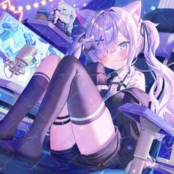 This is a pixiv picture whose title is 【お仕事】ねこもふるさんOP用イラスト.
