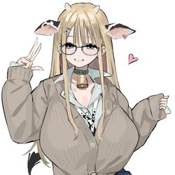 This is a pixiv picture whose title is 眼鏡ギャル牛.