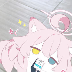 This is a pixiv picture whose title is もぐもぐ 2🩷ホシノイタチ !!.