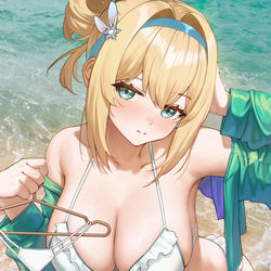 This is a pixiv picture whose title is 指挥官，想让我穿哪一件呢.
