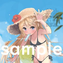 This is a pixiv picture whose title is 【お仕事絵】描きおろしグッズのお知らせ.