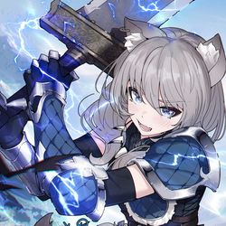 This is a pixiv picture whose title is day74 魔法剑士猫猫卡.