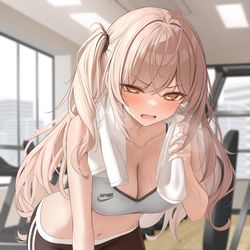 This is a pixiv picture whose title is ハァハァ…疲れててもどこ見てるかくらい分かるからね…💢.
