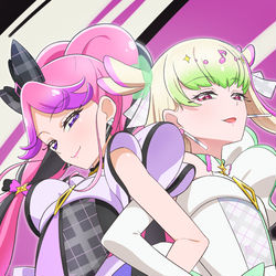 This is a pixiv picture whose title is 🖤🩷🤍💚.