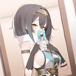 This is a pixiv picture whose title is Amber Taking A Selfie.