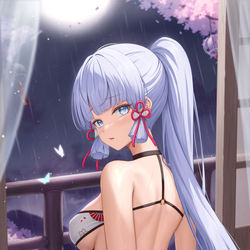 This is a pixiv picture whose title is 神里綾華 雨夜.