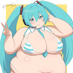 This is a pixiv picture whose title is 肥満化でっぷりミク.