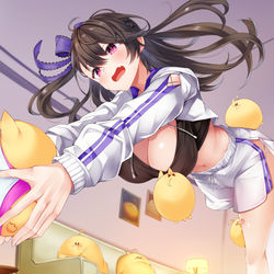 This is a pixiv picture whose title is クーちゃんと饅頭のKuuフィット.