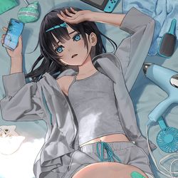 This is a pixiv picture whose title is お外出たくにゃーい.