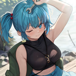 This is a pixiv picture whose title is 上着を脱いだにとりちゃん.