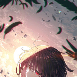 This is a pixiv picture whose title is 落陽.