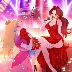 This is a pixiv picture whose title is Princess Peach x Pauline.
