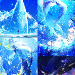 This is a pixiv picture whose title is 6月まとめ、空に青描きました.