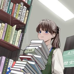 This is a pixiv picture whose title is 司書のお姉さん.