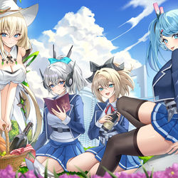 This is a pixiv picture whose title is 戦場のひととき － 都会の中のピクニック.
