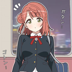 This is a pixiv picture whose title is 前に座った気になる女の子。.