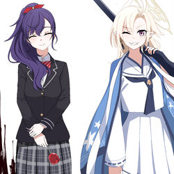 This is a pixiv picture whose title is 透き通るセカイ　朝比奈まふゆ＆七稜アヤメ.