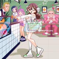 This is a pixiv picture whose title is ズキューン💚🩷.