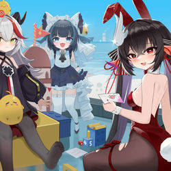 This is a pixiv picture whose title is 画了可爱的三小只哦.