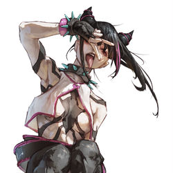 This is a pixiv picture whose title is しゃがみピースジュリ.