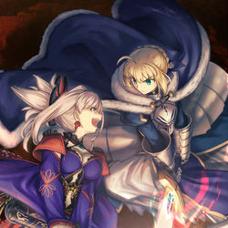 This is a pixiv picture whose title is 剣の頂点の戦い.