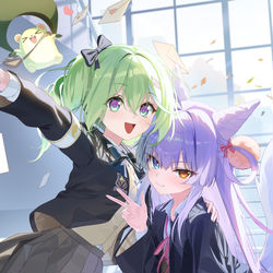 This is a pixiv picture whose title is Riko & Shibuki.
