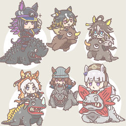 This is a pixiv picture whose title is ステゴ一族と地底怪獣一族.
