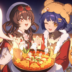 This is a pixiv picture whose title is day74-75 香菱和胡桃.
