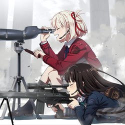 This is a pixiv picture whose title is 狙撃手と観測手.