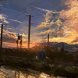 This is a pixiv picture whose title is 線路.