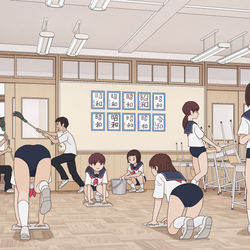 This is a pixiv picture whose title is 昭和の掃除風景.