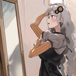 This is a pixiv picture whose title is 二の腕気にするあかりさん.