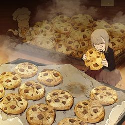 This is a pixiv picture whose title is まだ熱い…！オーブンのクッキー.